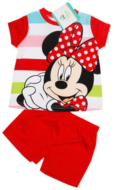 Compleu vara Minnie, tricou si pantaloni scurti, bumbac, fete, rosu